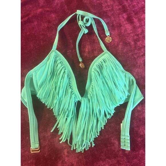 LULI FAMA Cosita Buena Push Up Fringe Bikini Top Sz Medium M SEXY SIREN MERMAID - Picture 3 of 5
